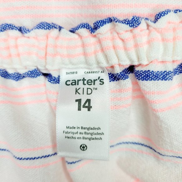 Carter's Kid Size 14 Woven Summer Tank Top Pink Blue Sleeveless Summer Cute Fun - Picture 8 of 10